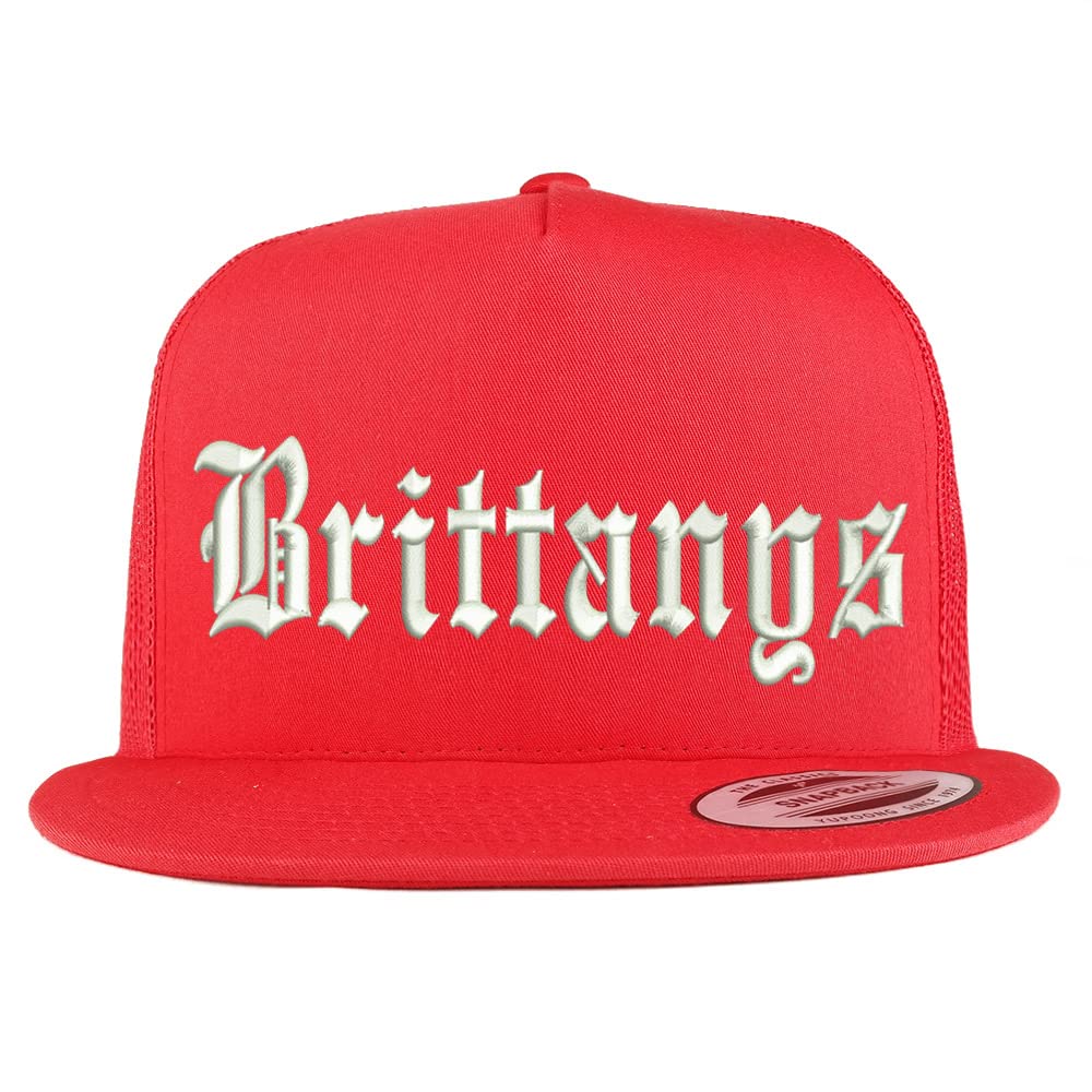 Trendy Apparel Shop Old English Brittanys 5 Panel Flatbill Trucker Cap
