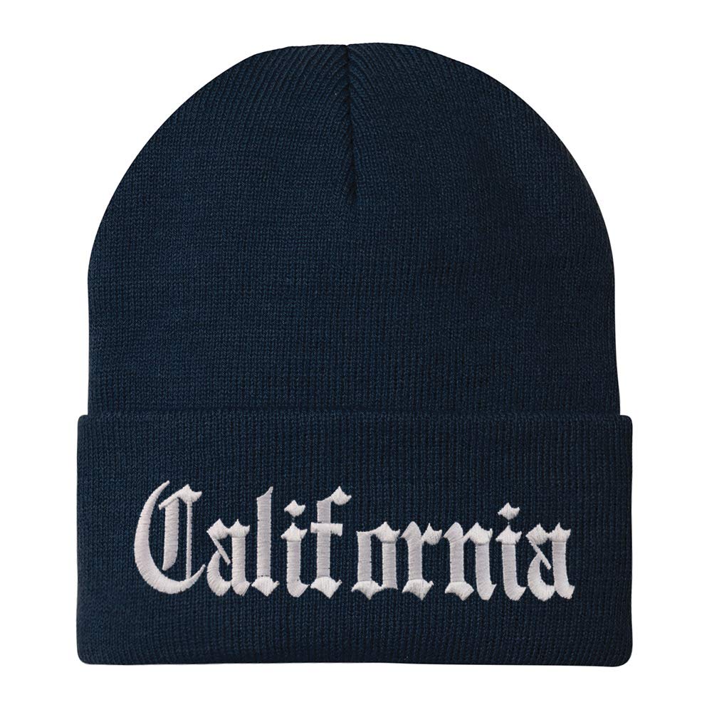Trendy Apparel Shop Indiana State Old English Embroidered Long Cuff Beanie