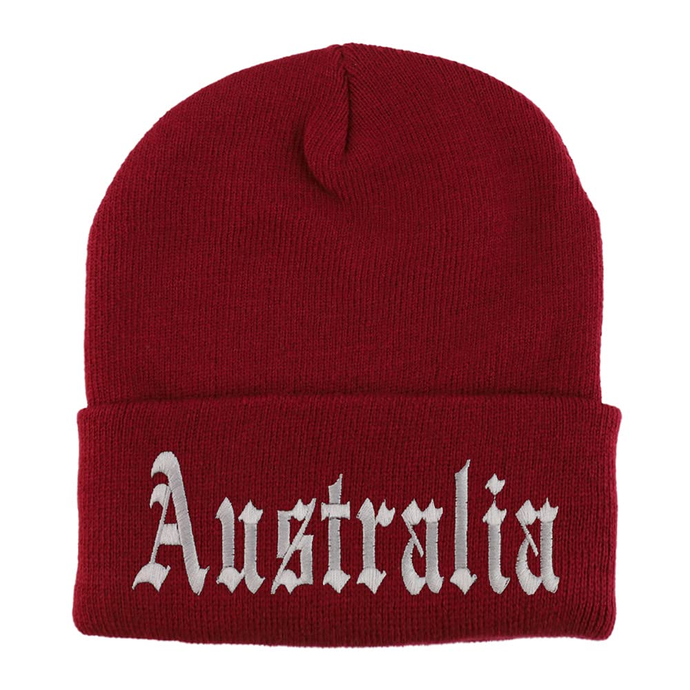 Trendy Apparel Shop Australia Old English Embroidered Long Cuff Beanie