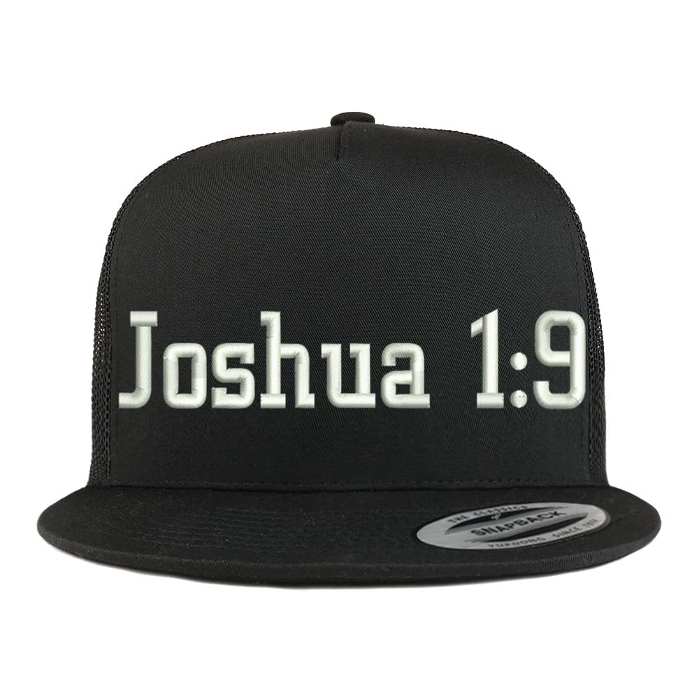 Trendy Apparel Shop Joshua 1:9 5 Panel Flatbill Trucker Cap