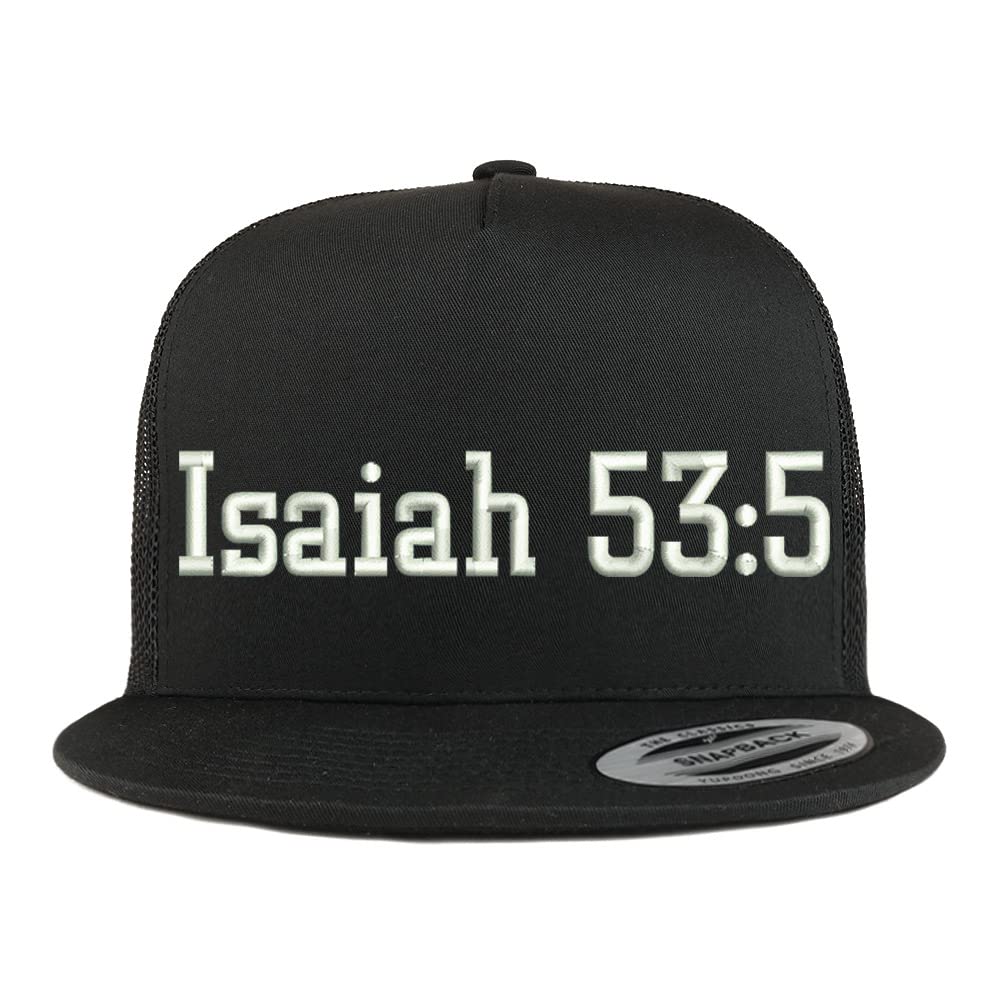 Trendy Apparel Shop Isaiah 53:5 5 Panel Flatbill Trucker Cap