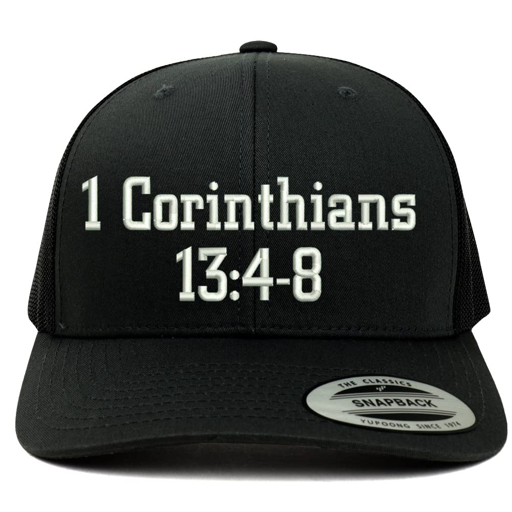 Trendy Apparel Shop 1 Corinthians 13:4-8 6 Panel Trucker Mesh Cap