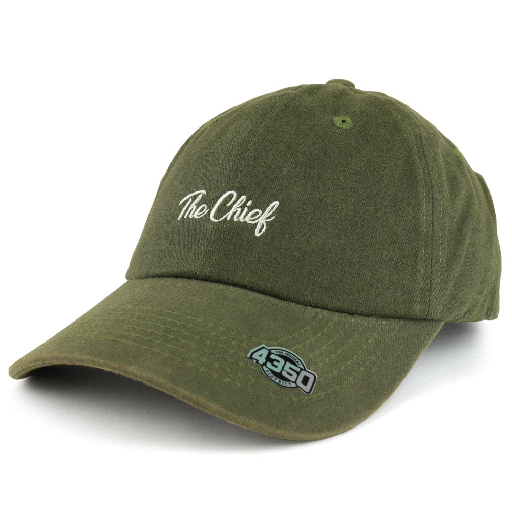 Trendy Apparel Shop The Chief Embroidered Unstructured Washed Cotton Baseball Cap