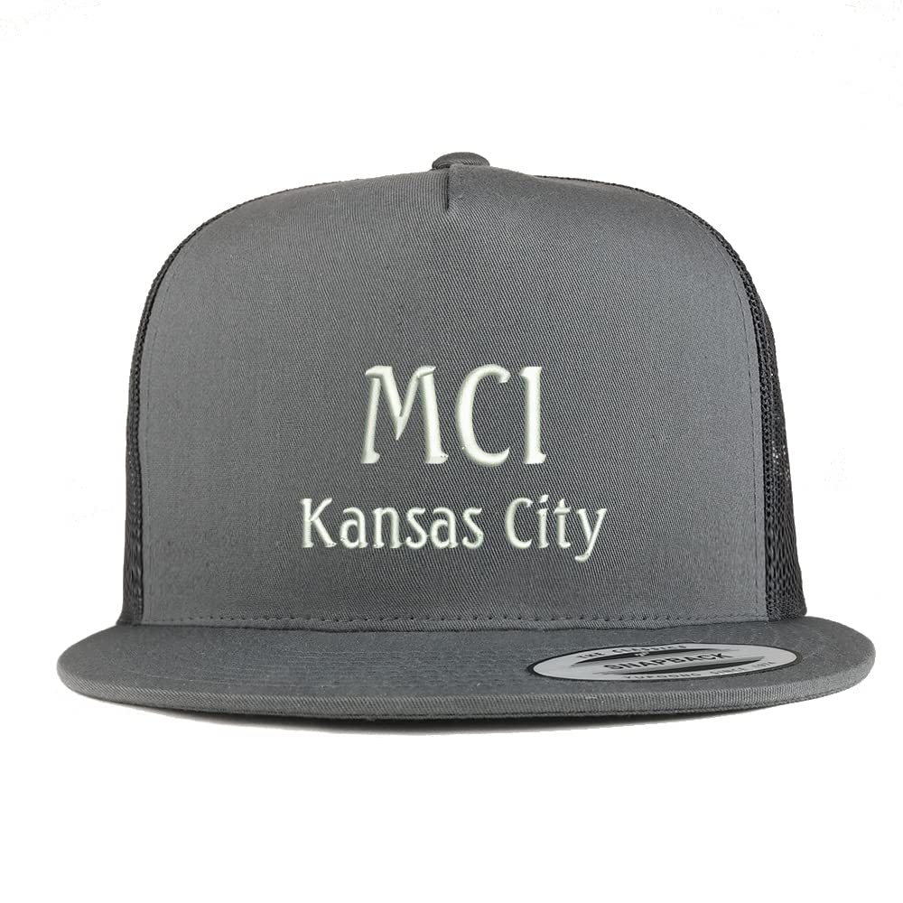 Trendy Apparel Shop MCL Kansas City Embroidered 5 Panel Flatbill Trucker Cap