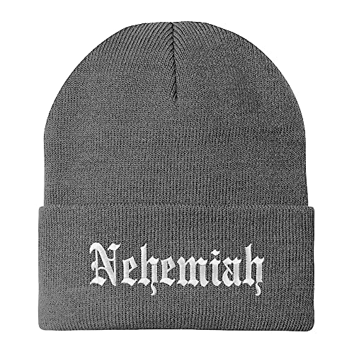 Trendy Apparel Shop Nehemiah Old English Embroidered Long Cuff Beanie