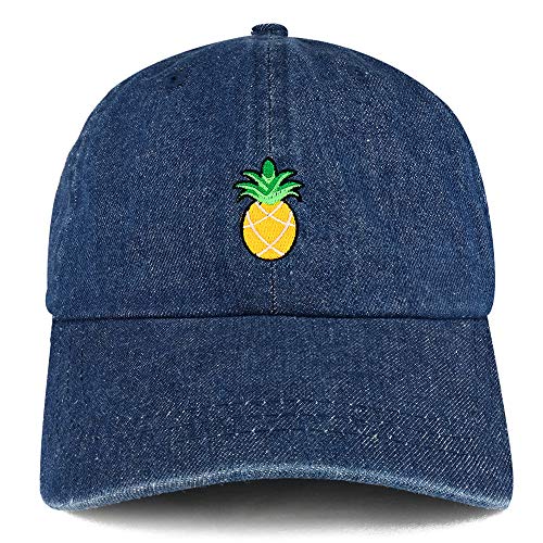 Trendy Apparel Shop Pineapple Patch Unstructured Denim Baseball Cap