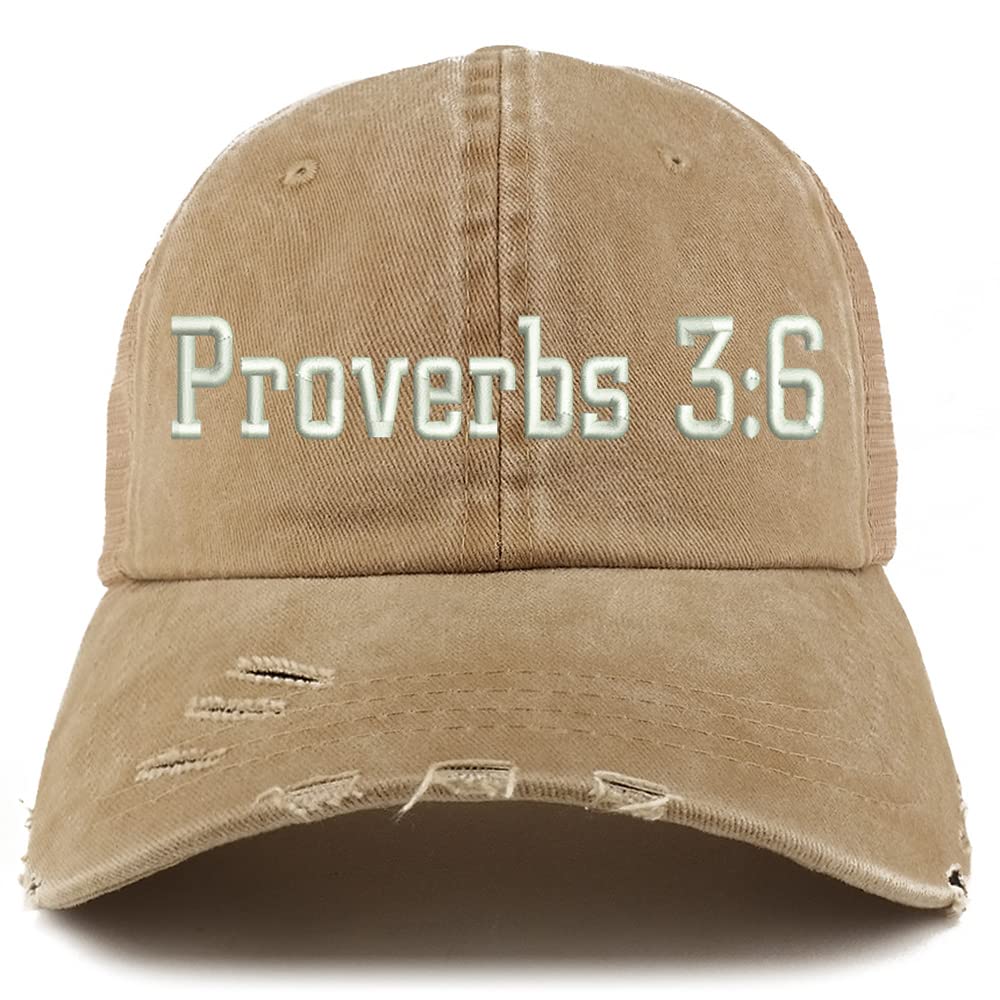 Trendy Apparel Shop Proverbs 3:6 Frayed Bill Trucker Mesh Back Cap