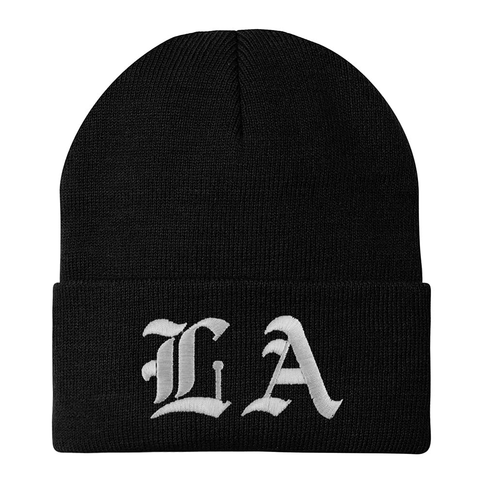 Trendy Apparel Shop Louisiana LA Old English Embroidered Long Cuff Beanie