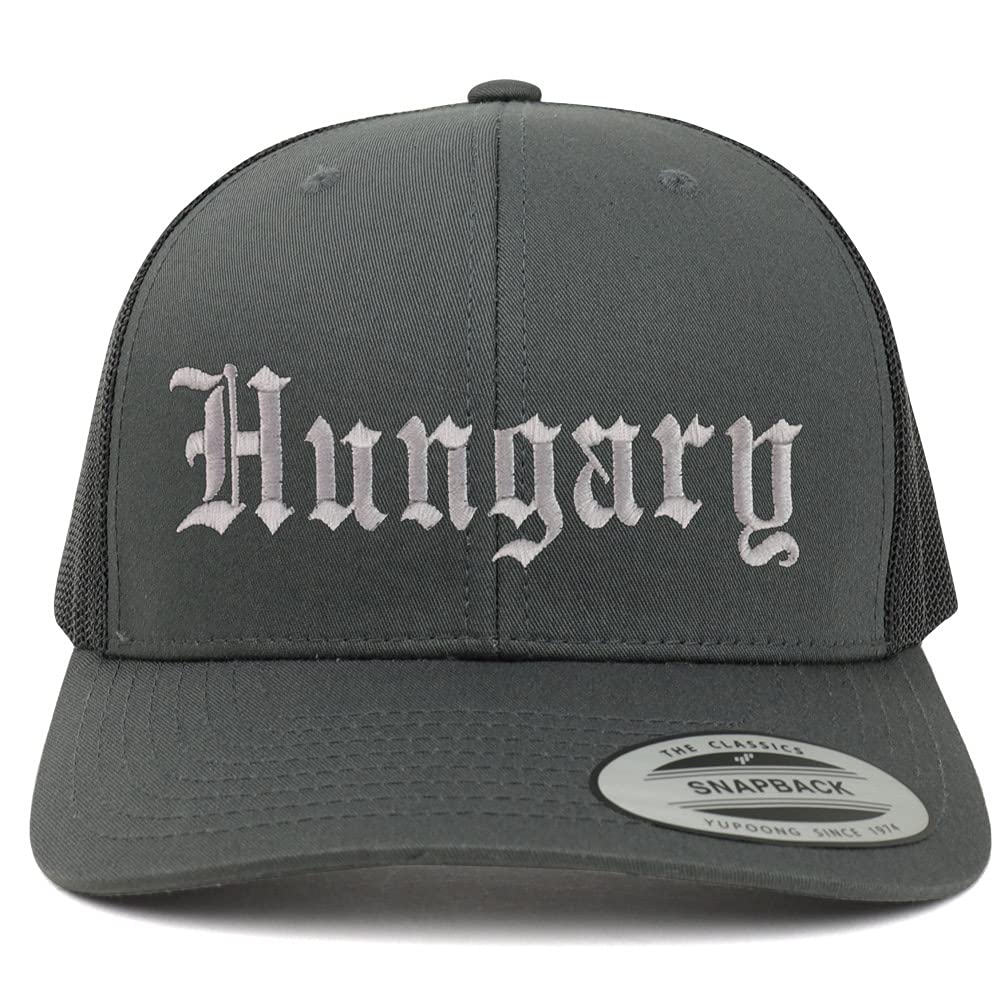 Trendy Apparel Shop Hungary Old English 6 Panel Trucker Mesh Cap