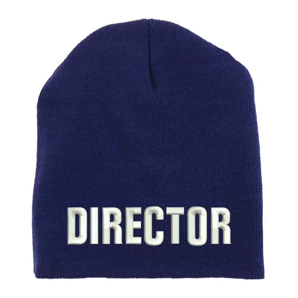 Trendy Apparel Shop Director Embroidered Made in USA Short Acrylic Knit Winter Beanie Hat