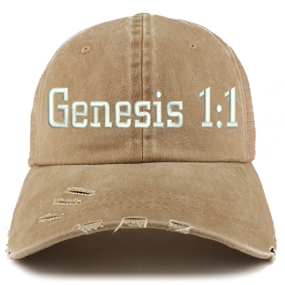 Trendy Apparel Shop Genesis 1:1 Frayed Bill Trucker Mesh Back Cap