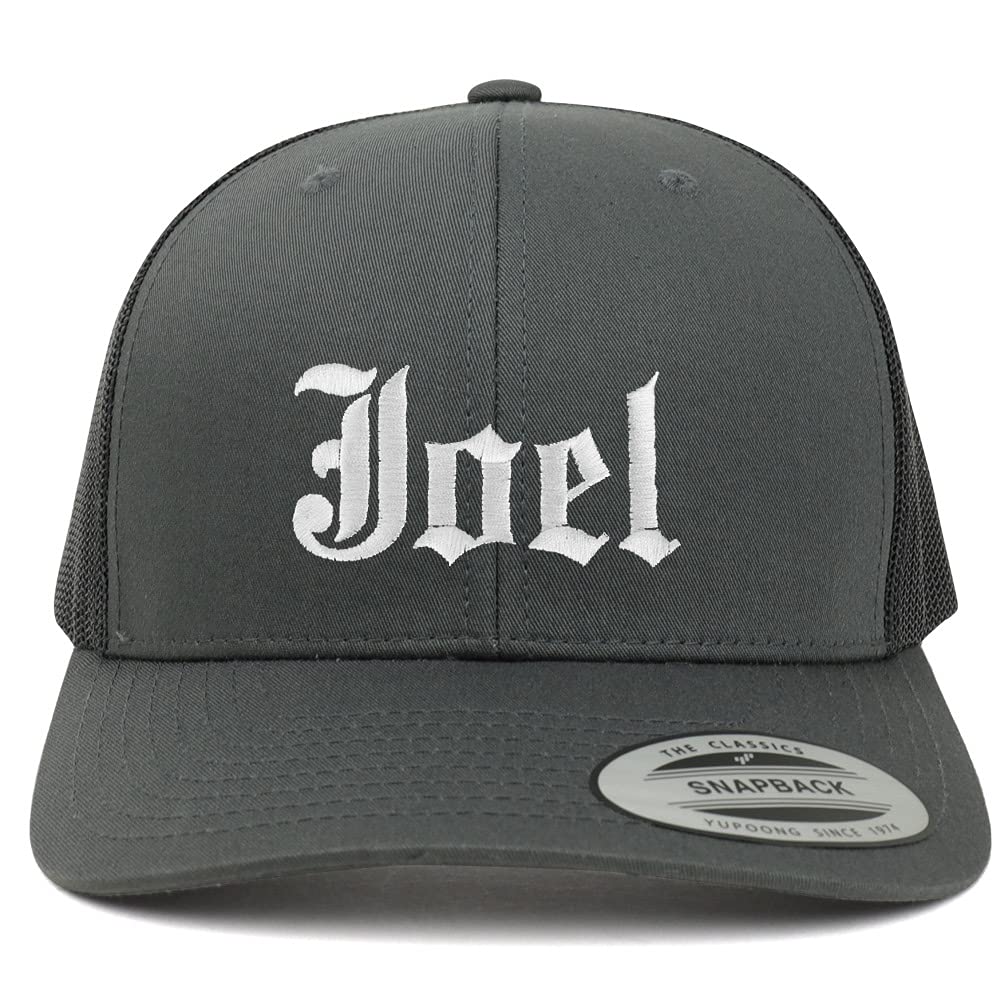 Trendy Apparel Shop Joel Old English 6 Panel Trucker Mesh Cap
