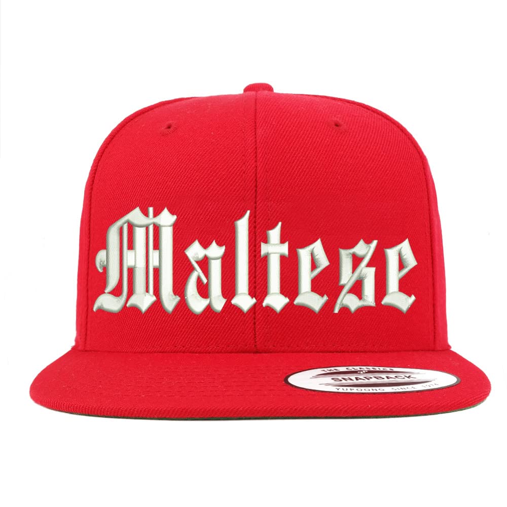 Trendy Apparel Shop Old English Maltese Embroidered Flatbill Snapback