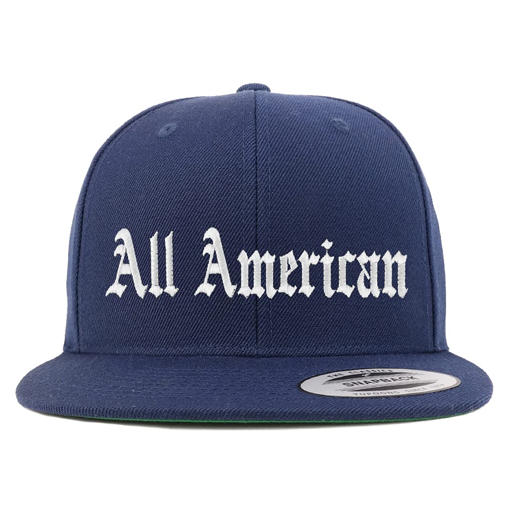 Trendy Apparel Shop All American Old English Embroidered Flatbill Snapback