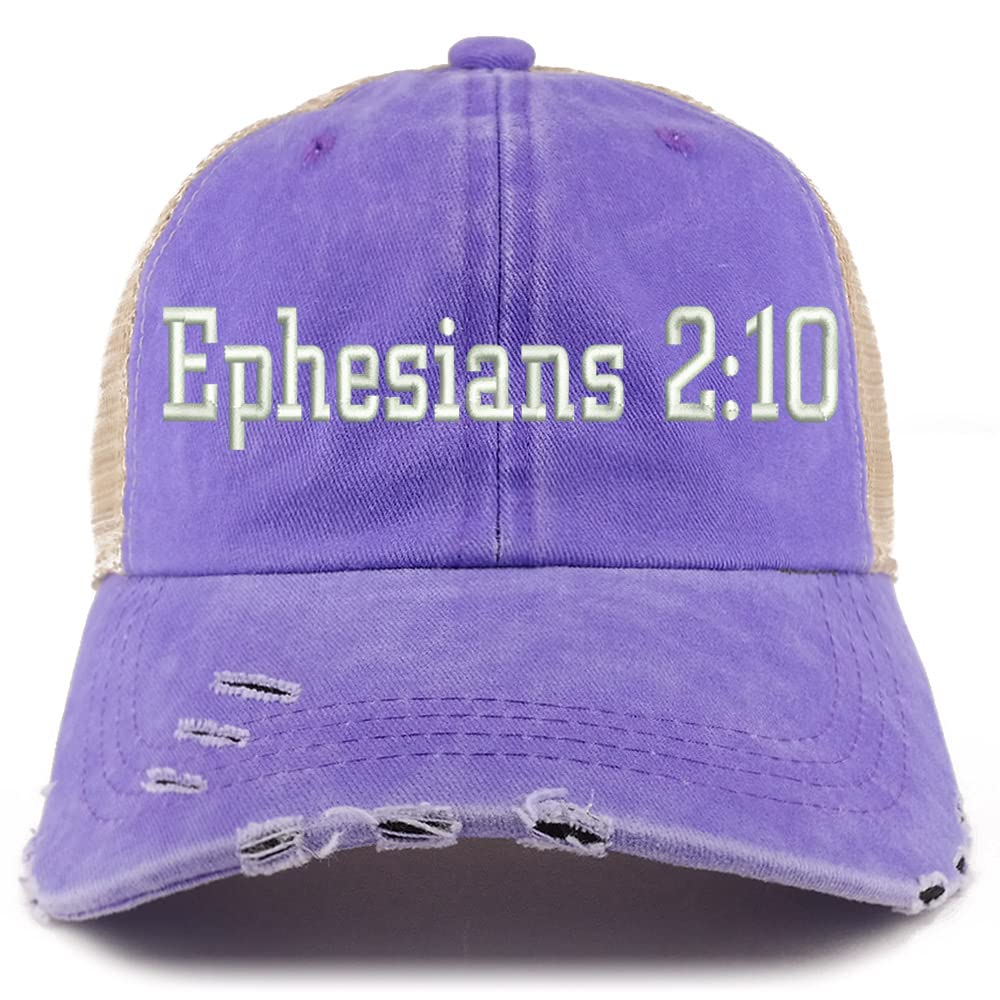 Trendy Apparel Shop Ephesians 2:10 Frayed Bill Trucker Mesh Back Cap
