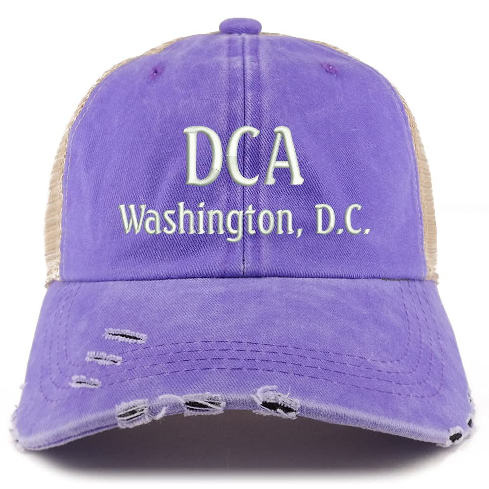 Trendy Apparel Shop DCA Washington DC Embroidered Frayed Bill Trucker Mesh Back Cap