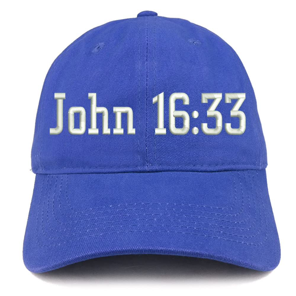 Trendy Apparel Shop John 16:33 Low Profile Soft Cotton Baseball Cap