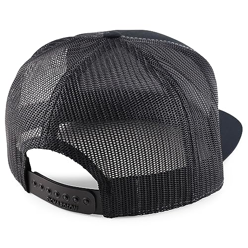 Trendy Apparel Shop Structured High Profile 7 Panel Flat Bill Mesh Back Snapback Cap
