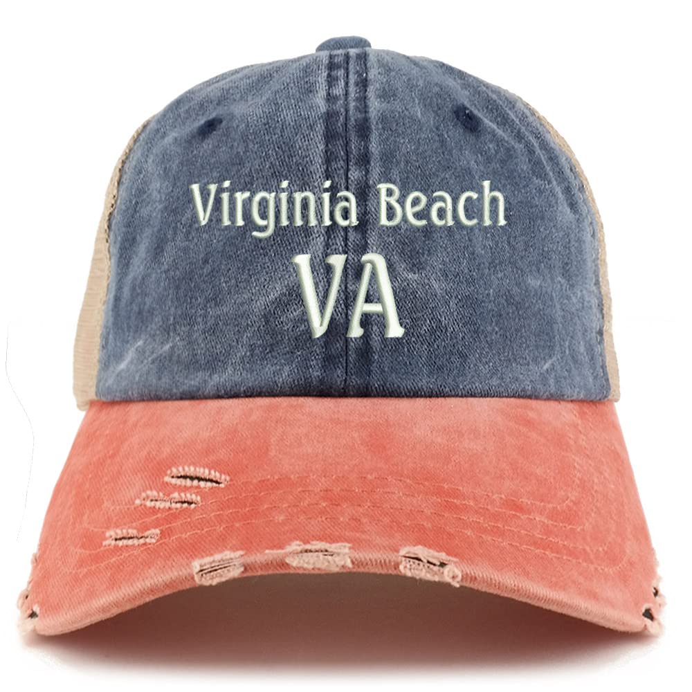 Trendy Apparel Shop Virginia Beach VA Embroidered Frayed Bill Trucker Mesh Back Cap