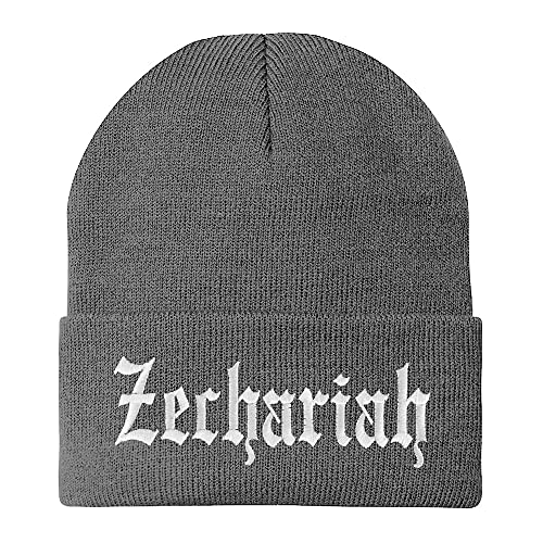 Trendy Apparel Shop Zechariah Old English Embroidered Long Cuff Beanie