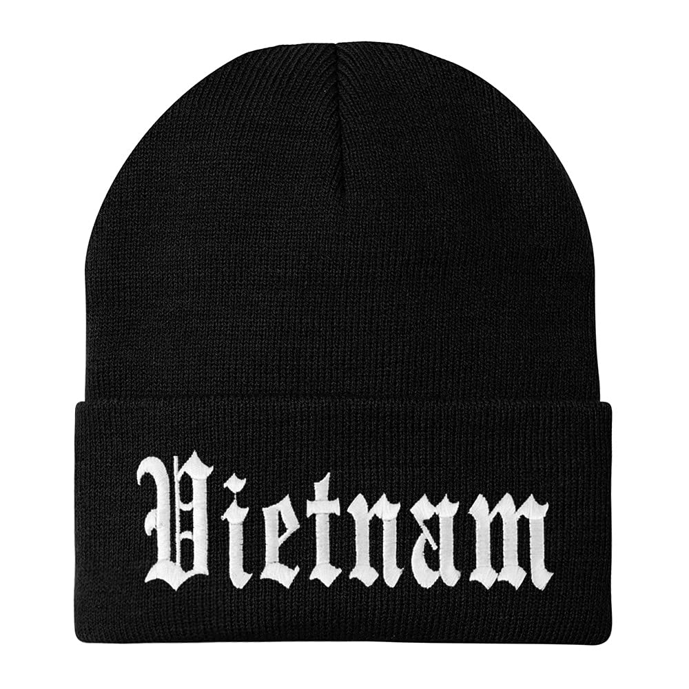 Trendy Apparel Shop Vietnam Old English Embroidered Long Cuff Beanie