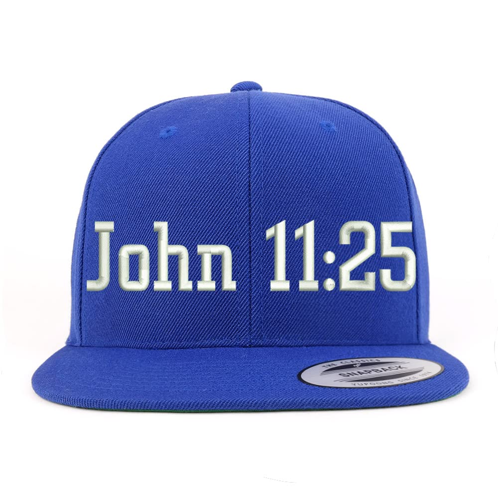 Trendy Apparel Shop John 11:25 Embroidered Flatbill Snapback