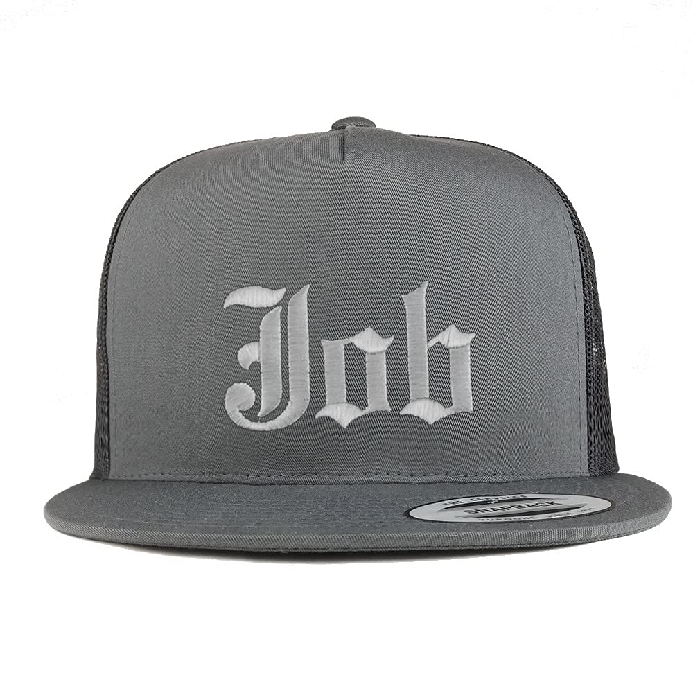 Trendy Apparel Shop Job Old English 5 Panel Flatbill Trucker Cap