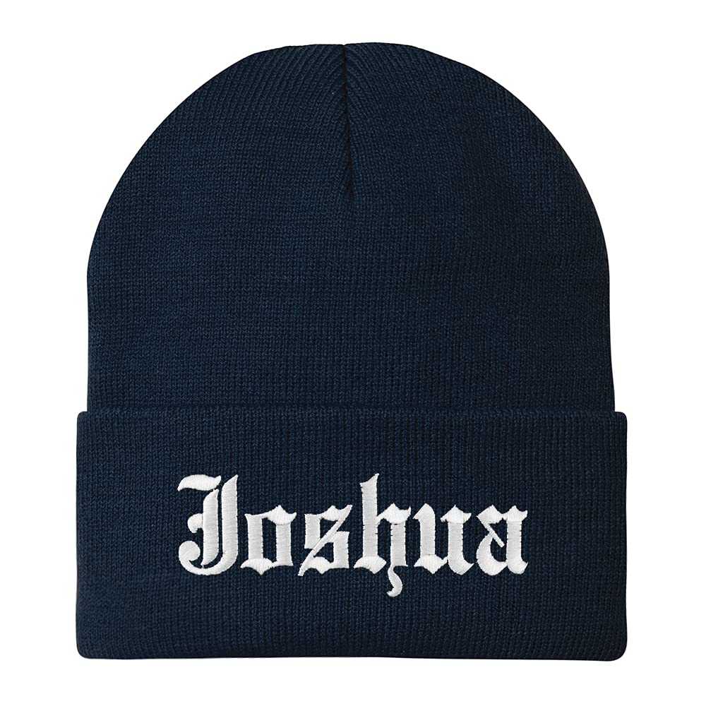 Trendy Apparel Shop Joshua Old English Embroidered Long Cuff Beanie