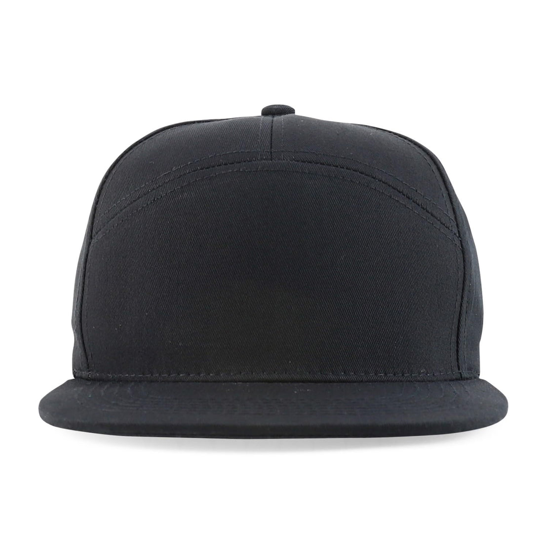 Trendy Apparel Shop 7 Panel Cotton Structured Flat Bill Camper Style Snapback Cap