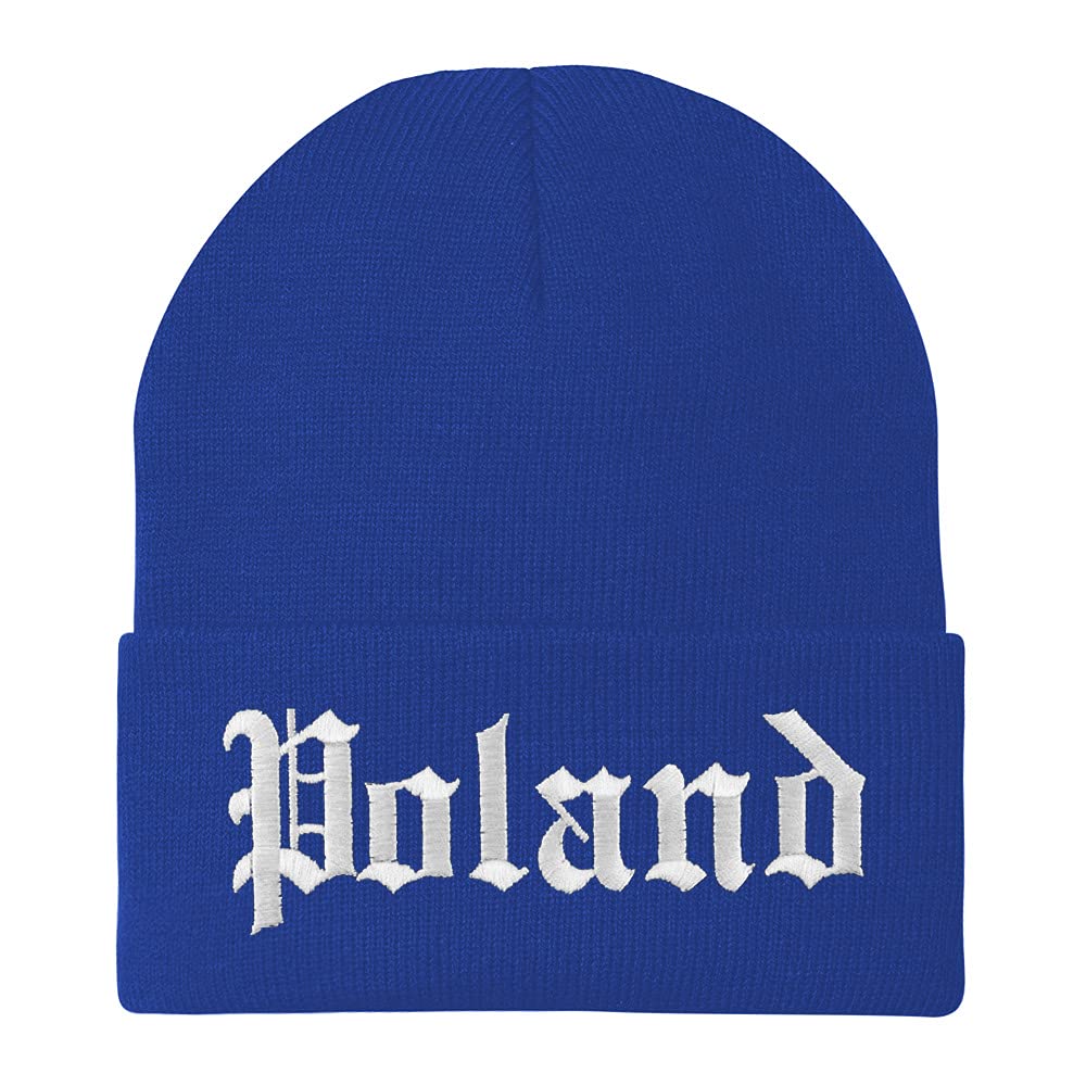 Trendy Apparel Shop Poland Old English Embroidered Long Cuff Beanie