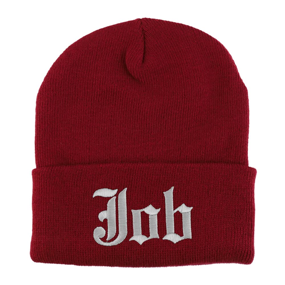Trendy Apparel Shop Job Old English Embroidered Long Cuff Beanie
