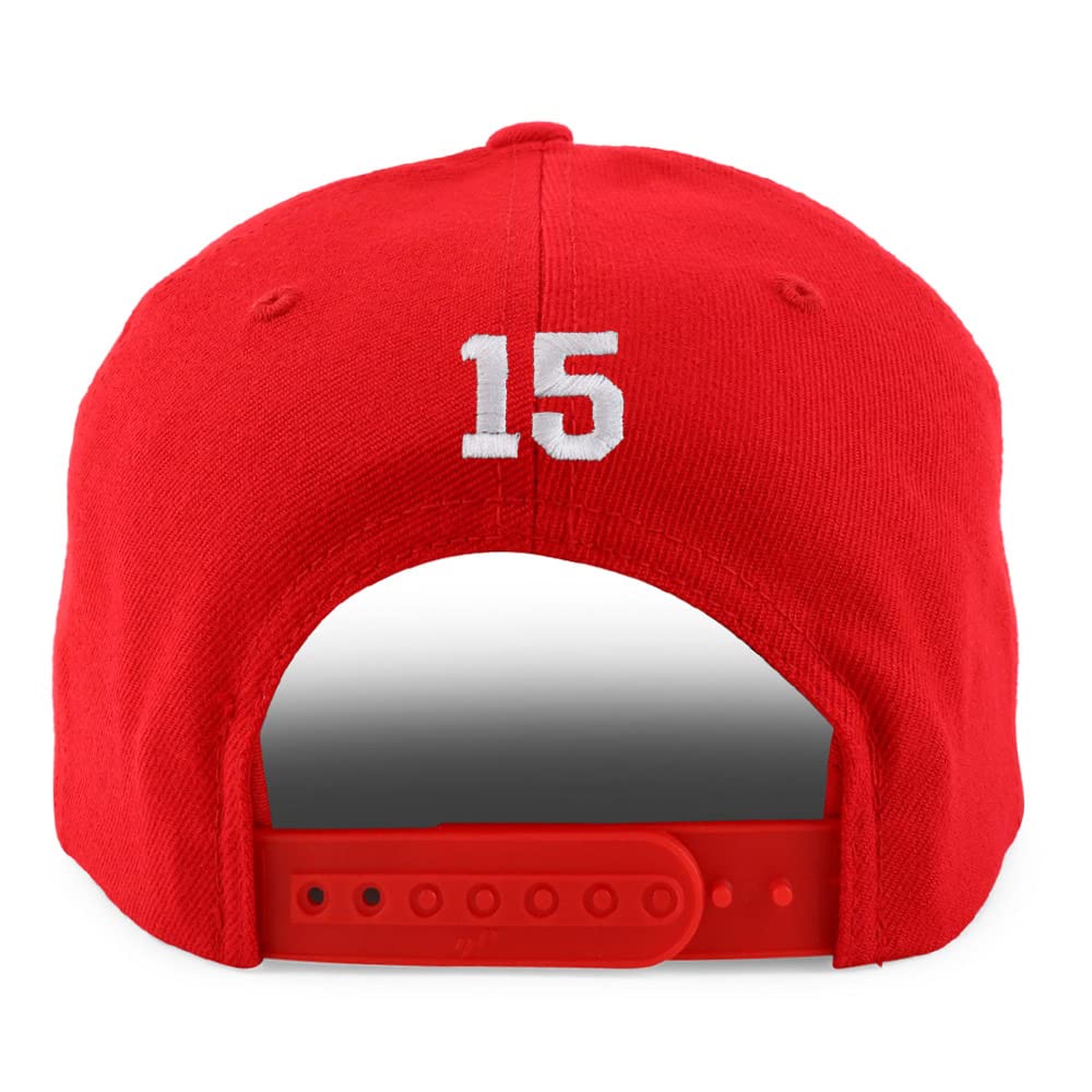 Trendy Apparel Shop Small Number 15 Back Embroidered Flatbill Snapback