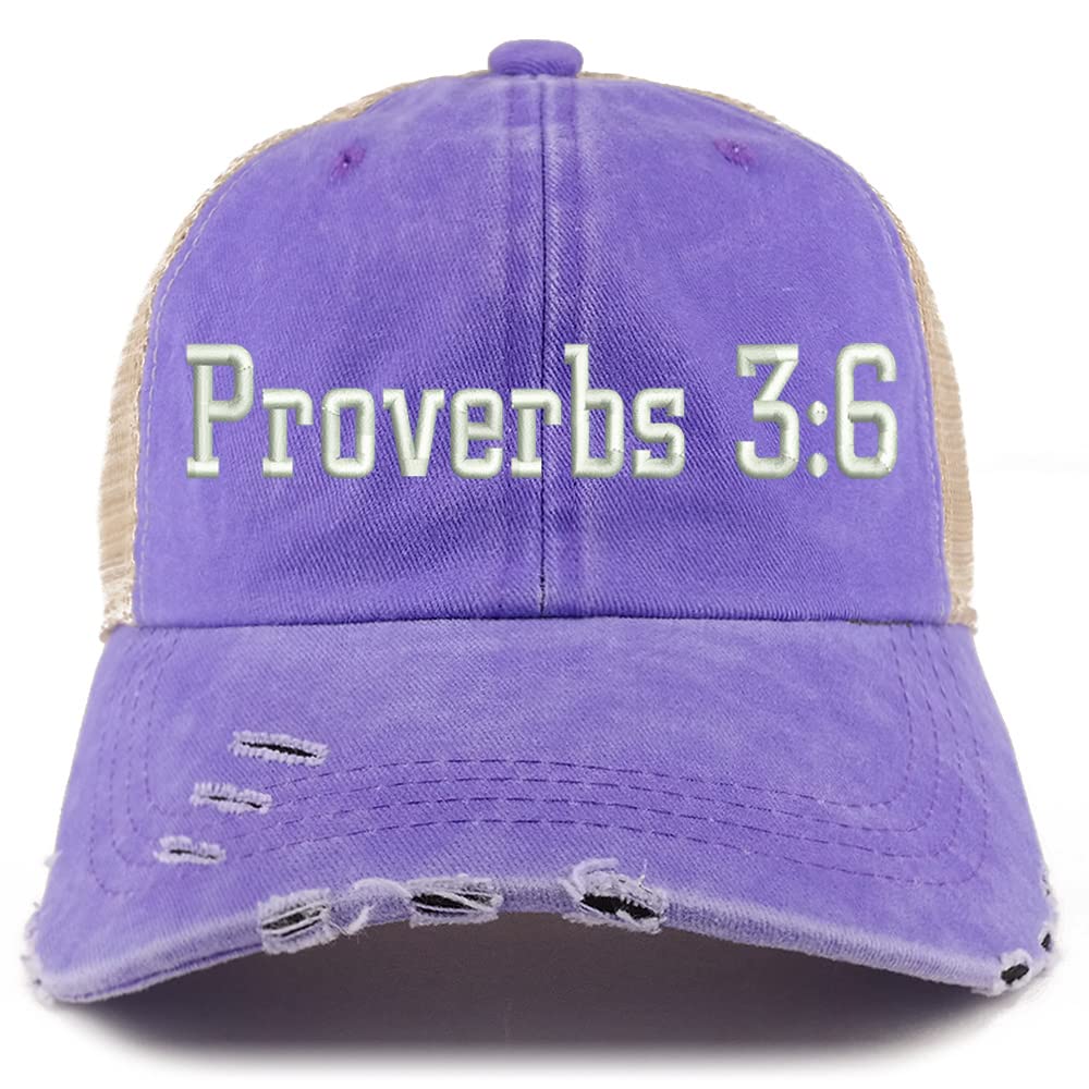 Trendy Apparel Shop Proverbs 3:6 Frayed Bill Trucker Mesh Back Cap