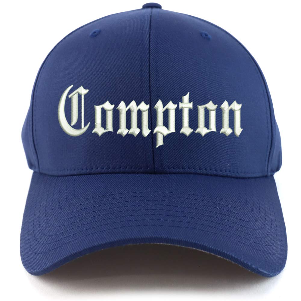 Trendy Apparel Shop Compton City Old English Embroidered Stretch Fitted Cap
