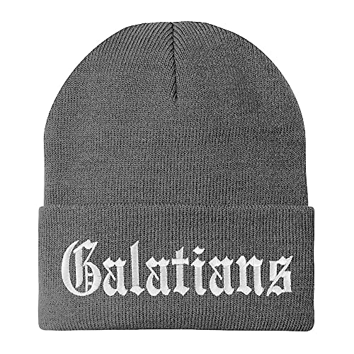 Trendy Apparel Shop Galatians Old English Embroidered Long Cuff Beanie