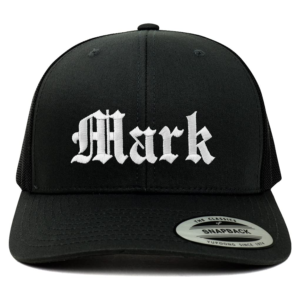 Trendy Apparel Shop Mark Old English 6 Panel Trucker Mesh Cap