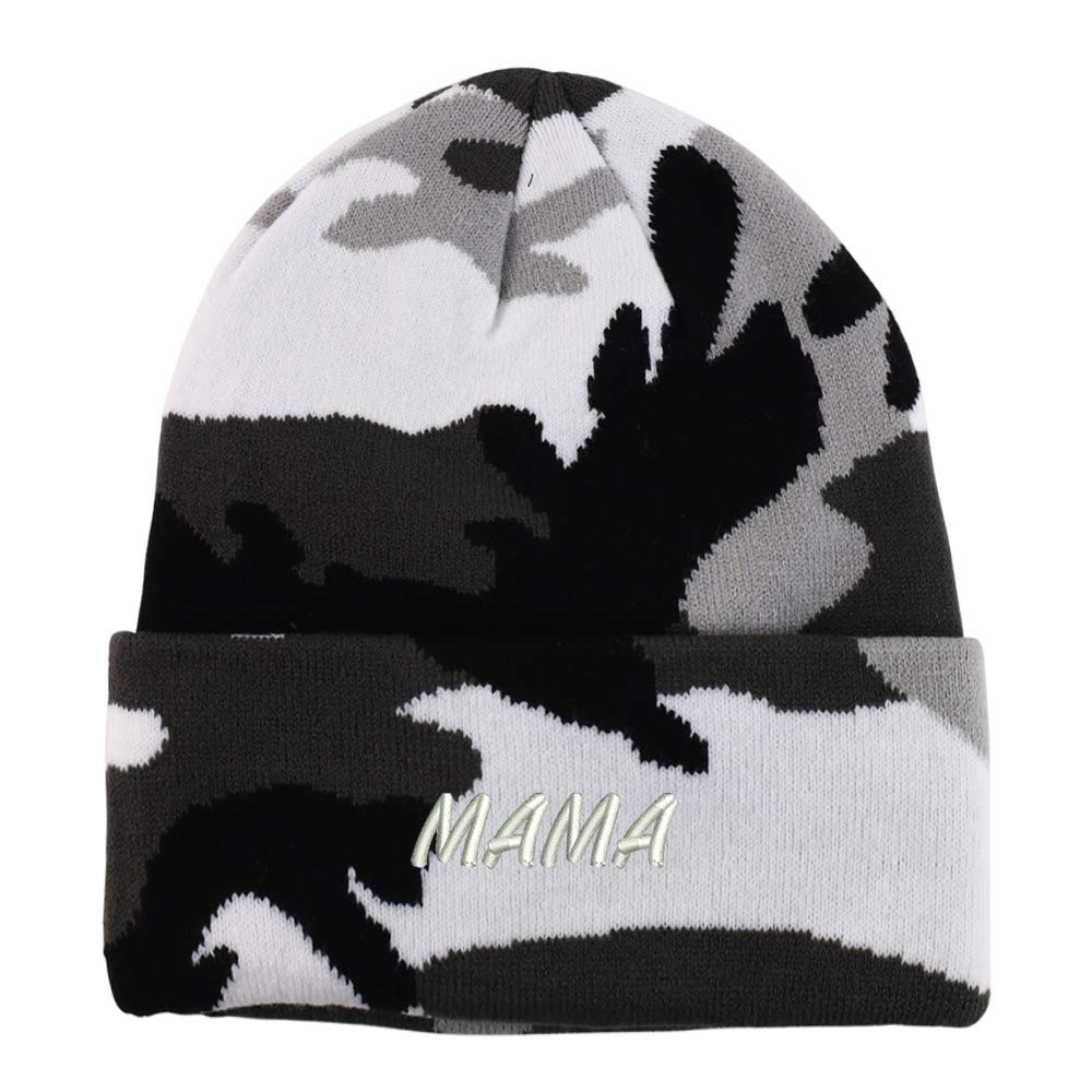 Trendy Apparel Shop Mama Embroidered Made in USA Camo Beanie