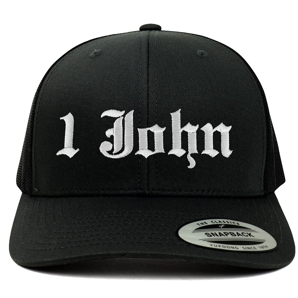 Trendy Apparel Shop 1 John Old English 6 Panel Trucker Mesh Cap
