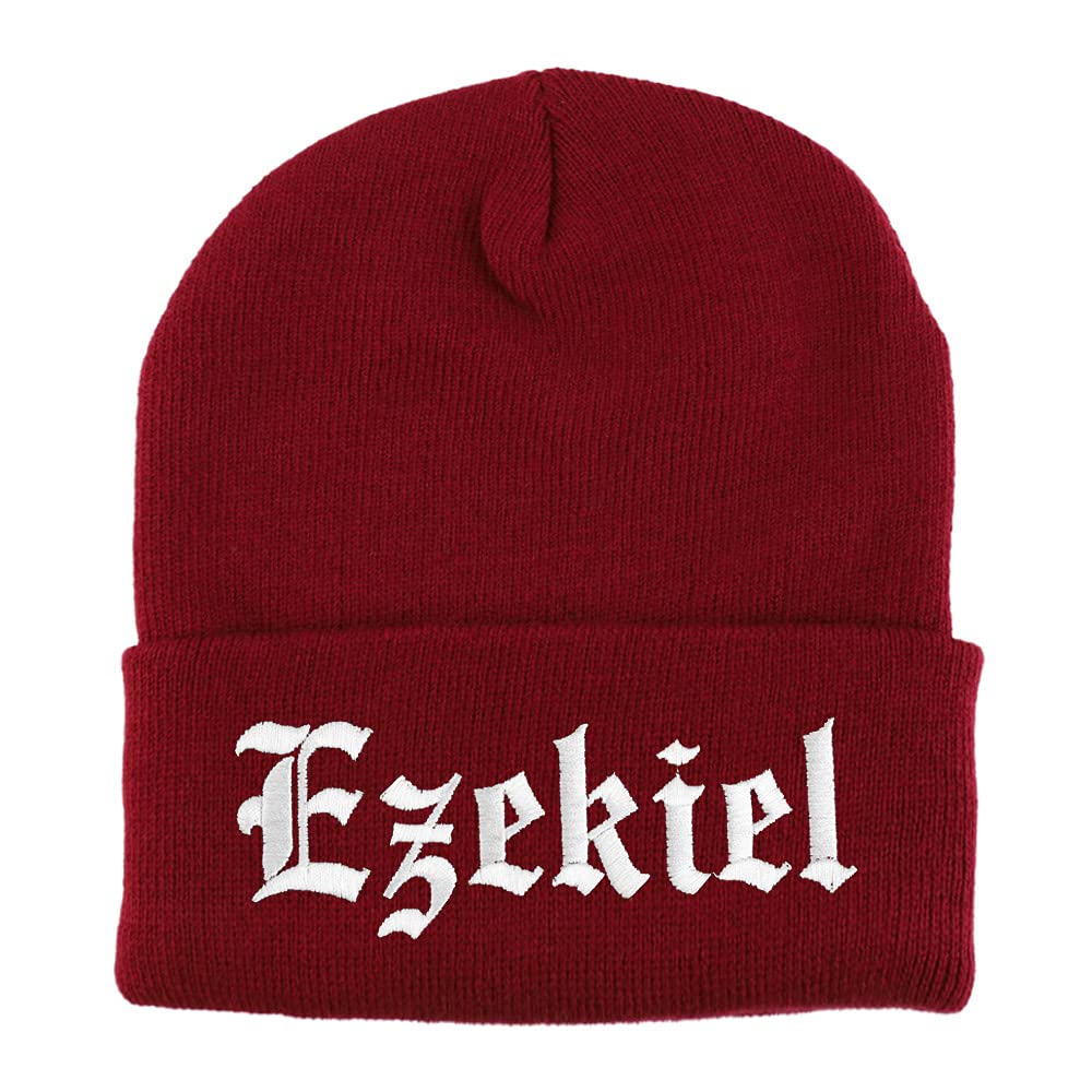 Trendy Apparel Shop Ezekiel Old English Embroidered Long Cuff Beanie