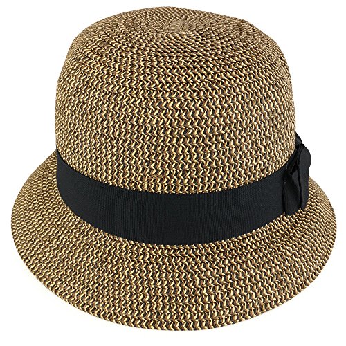 Trendy Apparel Shop Womens Trendy Cloche Paper Braid Bucket Hat