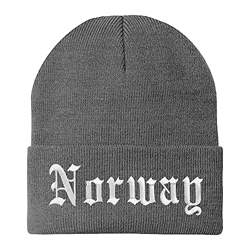 Trendy Apparel Shop Norway Old English Embroidered Long Cuff Beanie