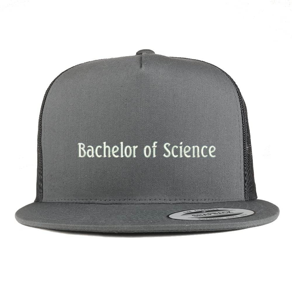 Trendy Apparel Shop Bachelor of Science Embroidered 5 Panel Flatbill Trucker Cap
