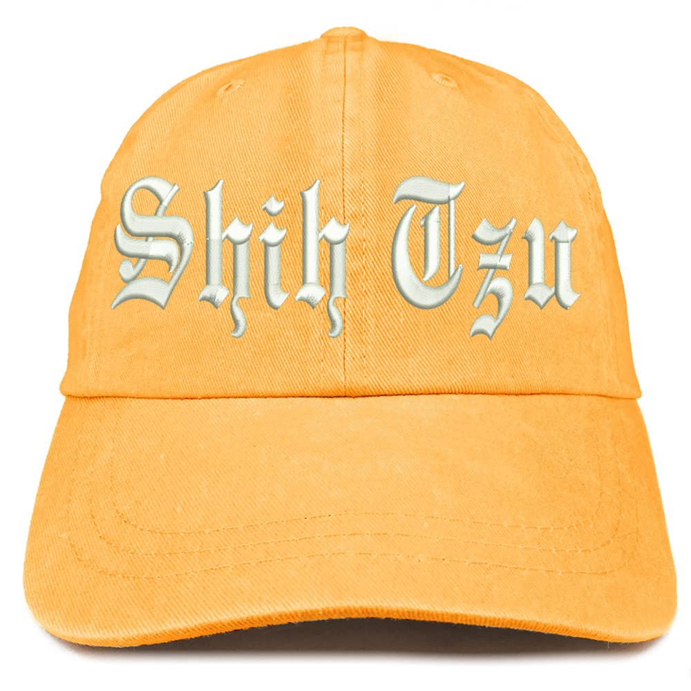 Trendy Apparel Shop Old English Shih Tzu Washed Pigment Dyed Baseball Cap