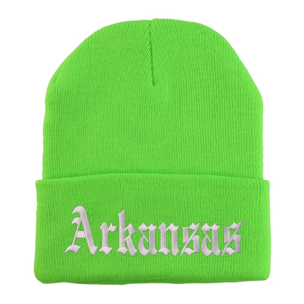 Trendy Apparel Shop Arkansas State Old English Embroidered Long Cuff Beanie