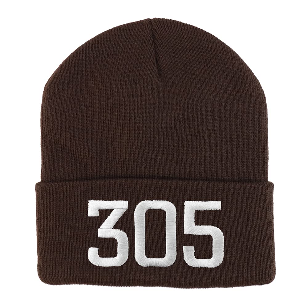 Trendy Apparel Shop Miami 305 Old English Embroidered Long Cuff Beanie