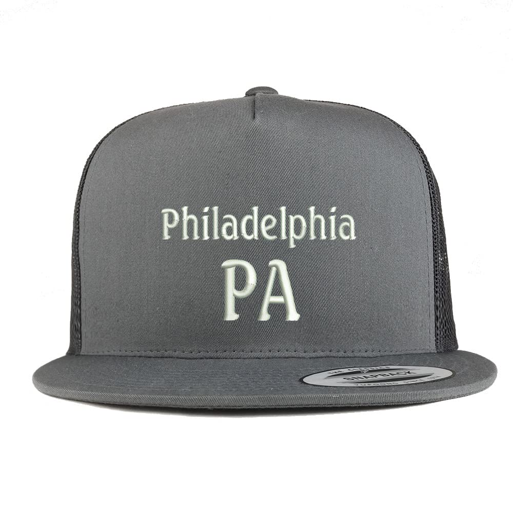 Trendy Apparel Shop Philadelphia PA Embroidered 5 Panel Flatbill Trucker Cap