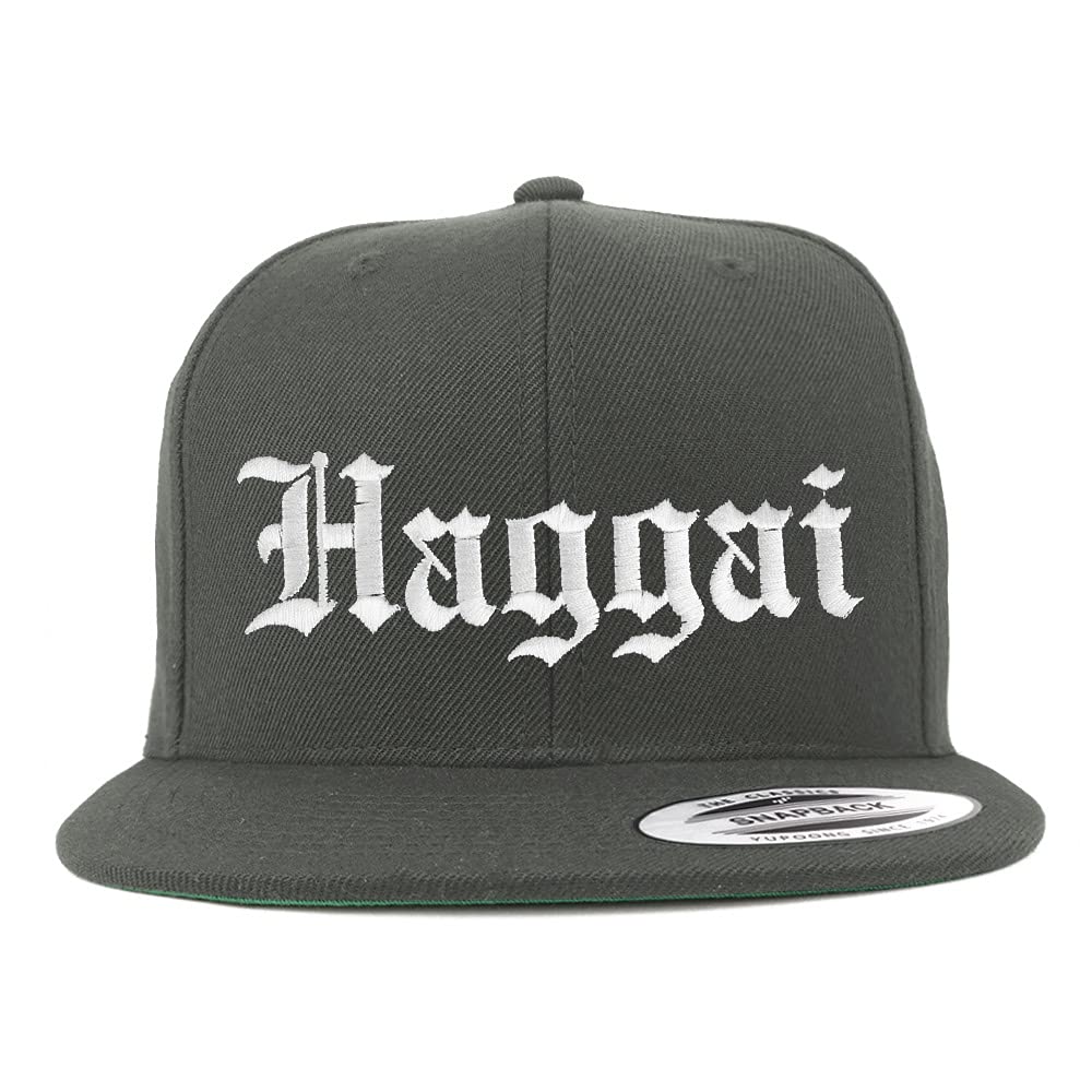 Trendy Apparel Shop Haggai Old English Embroidered Flatbill Snapback