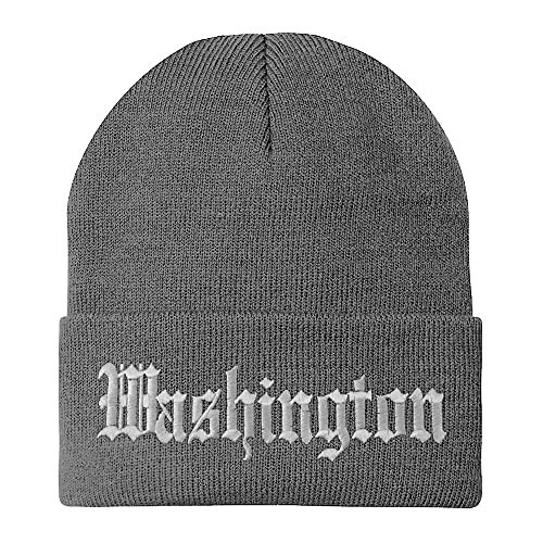 Trendy Apparel Shop Washington Old English Embroidered Long Cuff Beanie