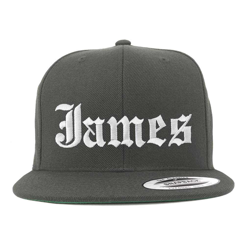 Trendy Apparel Shop James Old English Embroidered Flatbill Snapback