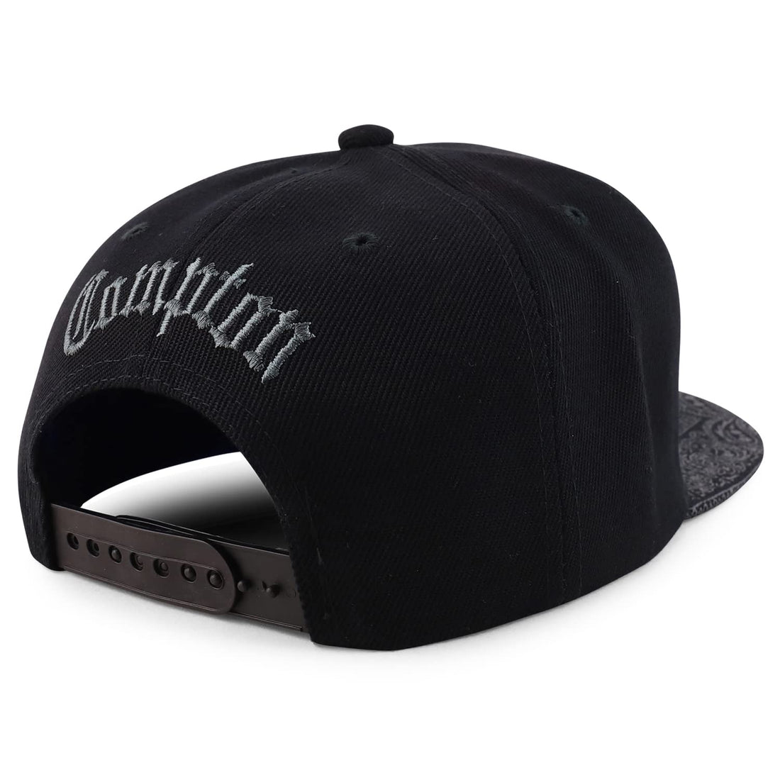 Trendy Apparel Shop Compton Old English Font Embroidered Bandana Flatbill Cap